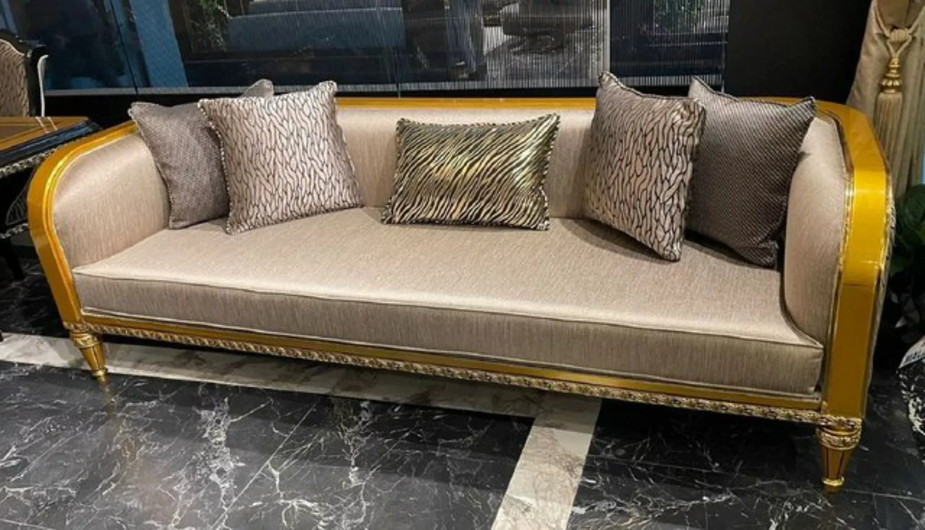 Casa Padrino Sofa Casa Padrino Luxus Barock Sofa Gold / Gold - Prunkvolles günstig online kaufen