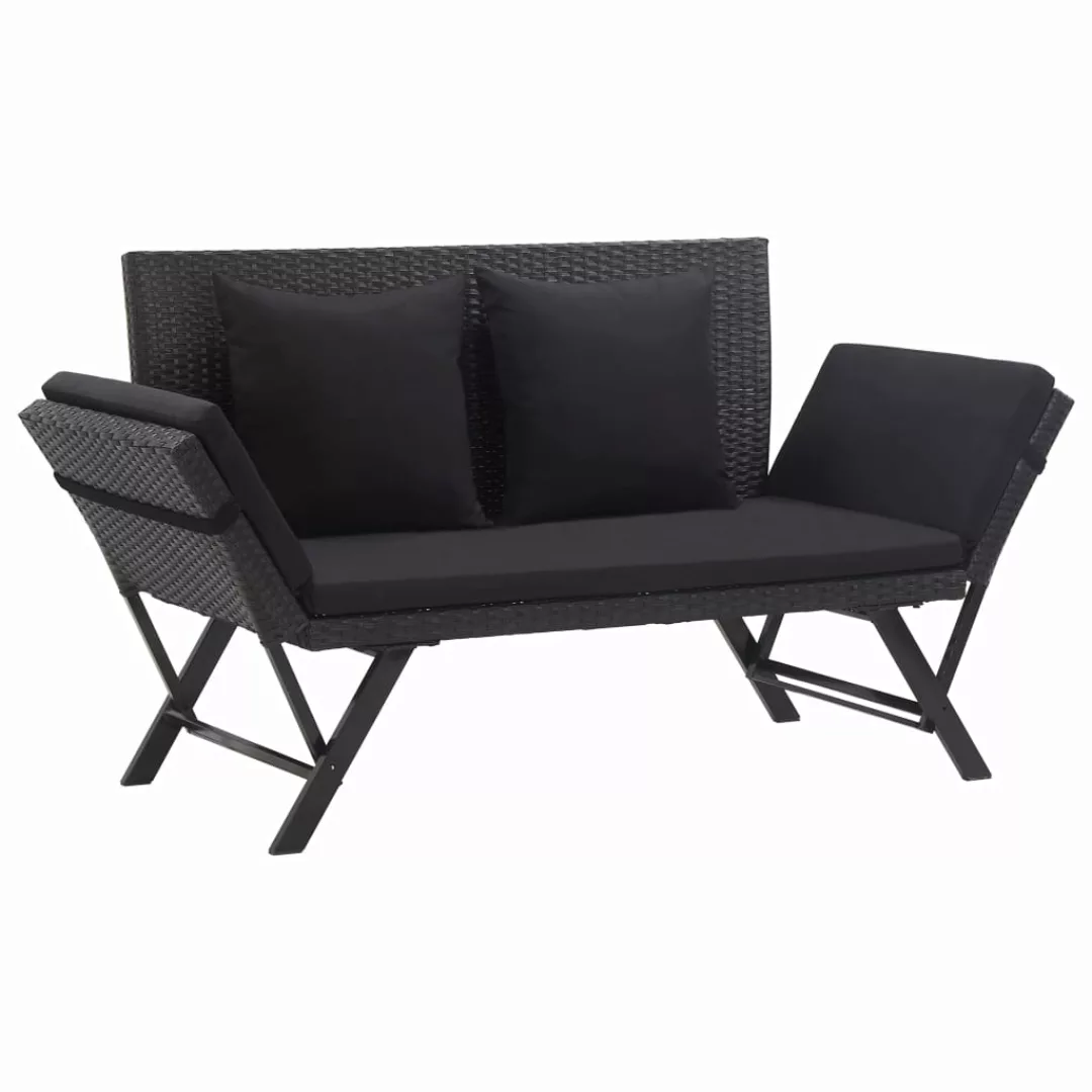 Gartenbank Mit Auflagen 176 Cm Schwarz Poly Rattan günstig online kaufen