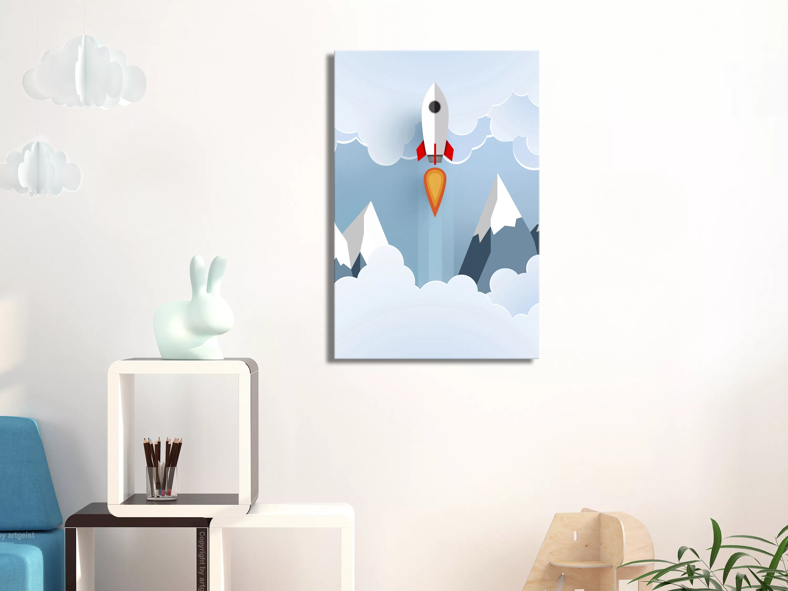 Wandbild - Rocket In The Clouds (1 Part) Vertical günstig online kaufen