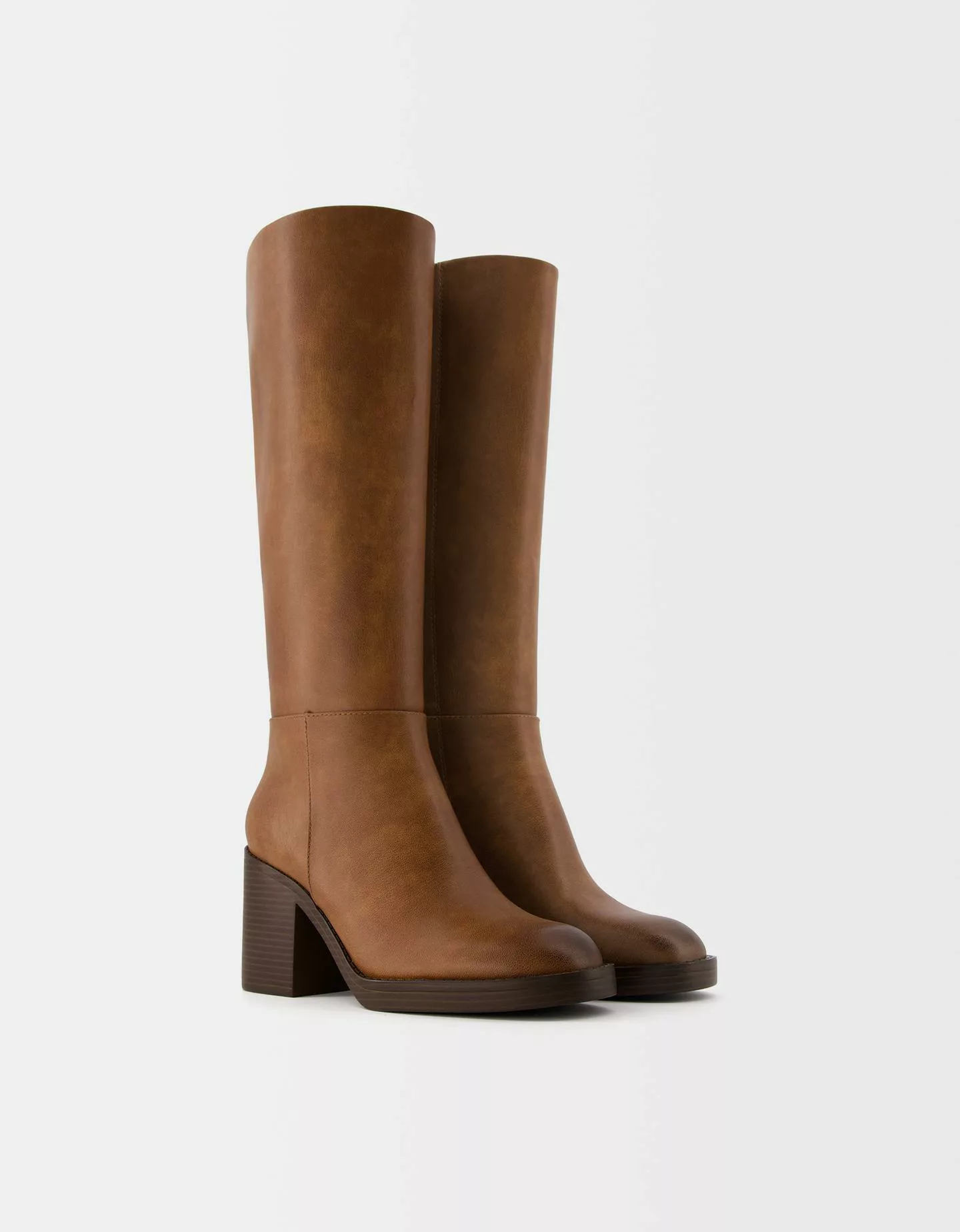 Bershka Stiefel Mit Breitem Absatz Damen 36 Braun günstig online kaufen