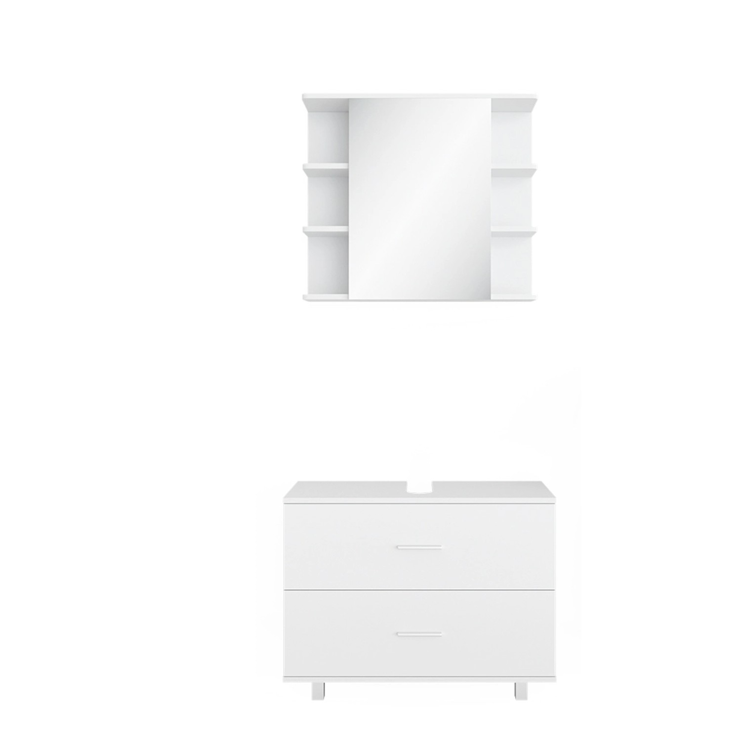 Vicco Badmöbel-Set Ilias Weiß 2 Teile Unterschrank 80 cm günstig online kaufen
