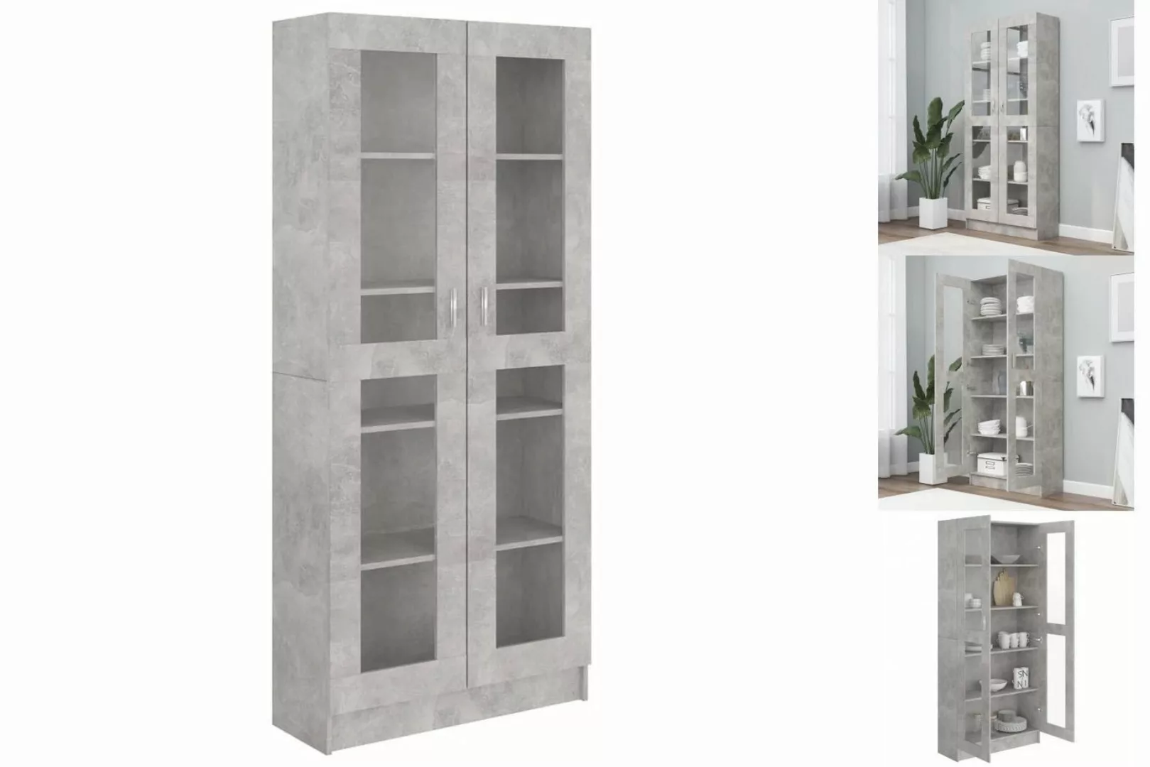 vidaXL Vitrine Bücherschrank Vitrinenschrank Vitrine Betongrau 82,5x30,5x18 günstig online kaufen