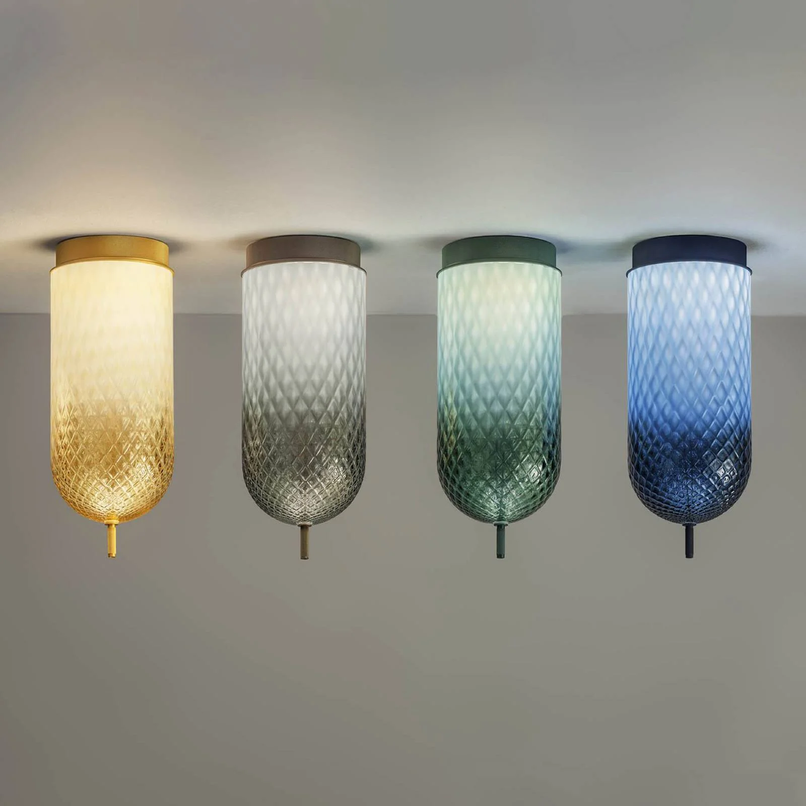 OLEV LED-Deckenlampe Curuba, grau, Glas, Höhe 40 cm, 2.700 K günstig online kaufen