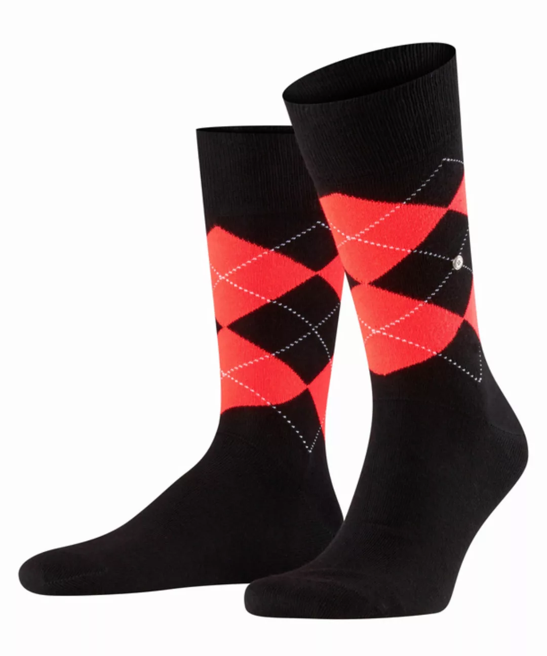 Burlington Neon King Herren Socken, 40-46, Schwarz, Argyle, Baumwolle, 2107 günstig online kaufen