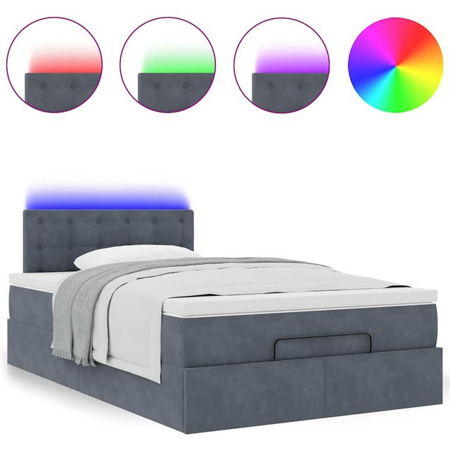 vidaXL Bett Ottoman-Bett mit Matratze & LEDs Dunkelgrau 120x190 cm Samt günstig online kaufen