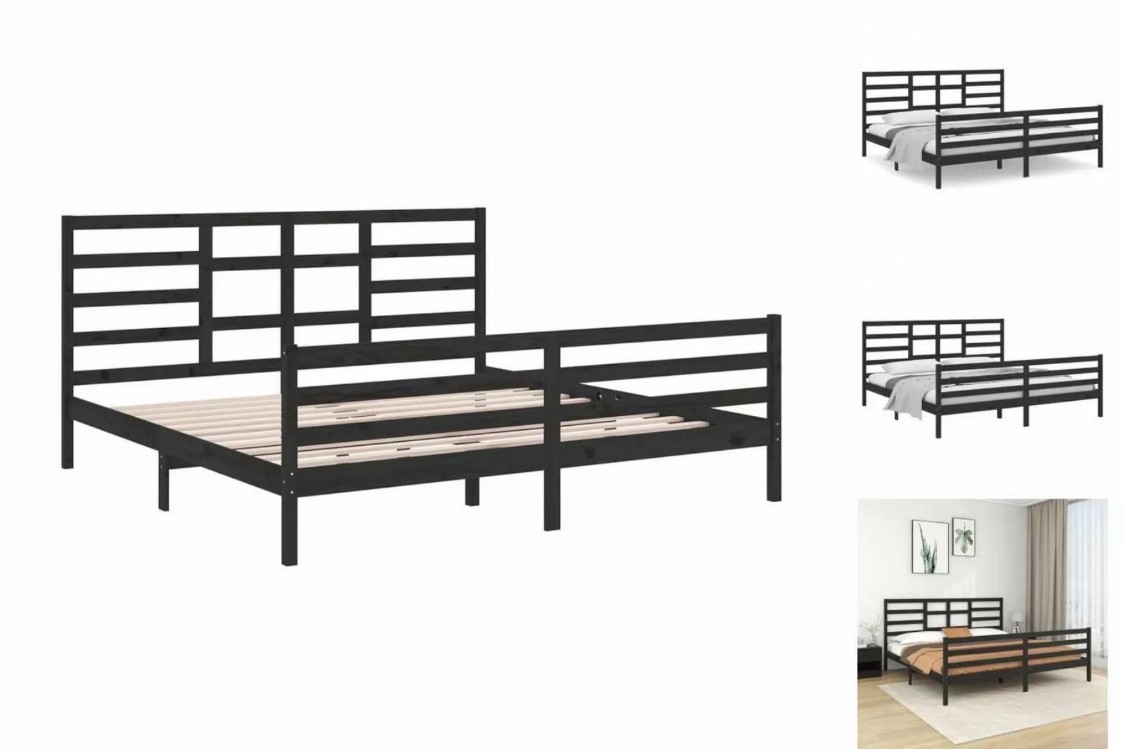 vidaXL Bettgestell Massivholzbett Schwarz 200x200 cm Bett Bettgestell Doppe günstig online kaufen