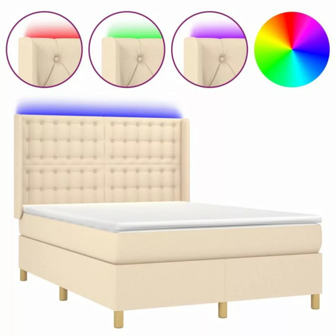 vidaXL Boxspringbett Bett Boxspringbett mit Matratze und LED Stoff (140 x 2 günstig online kaufen