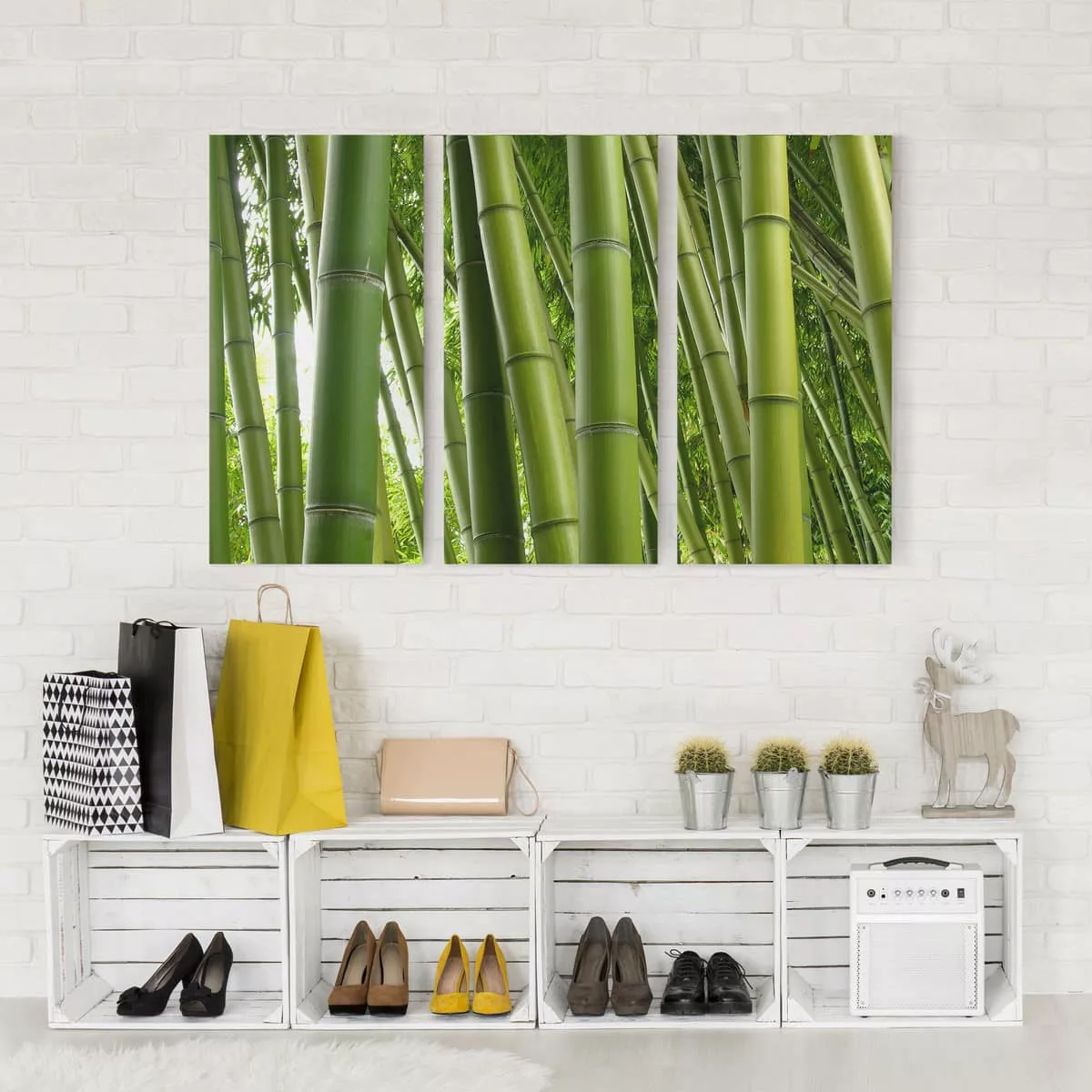 3-teiliges Leinwandbild Bambus - Querformat Bamboo Trees günstig online kaufen