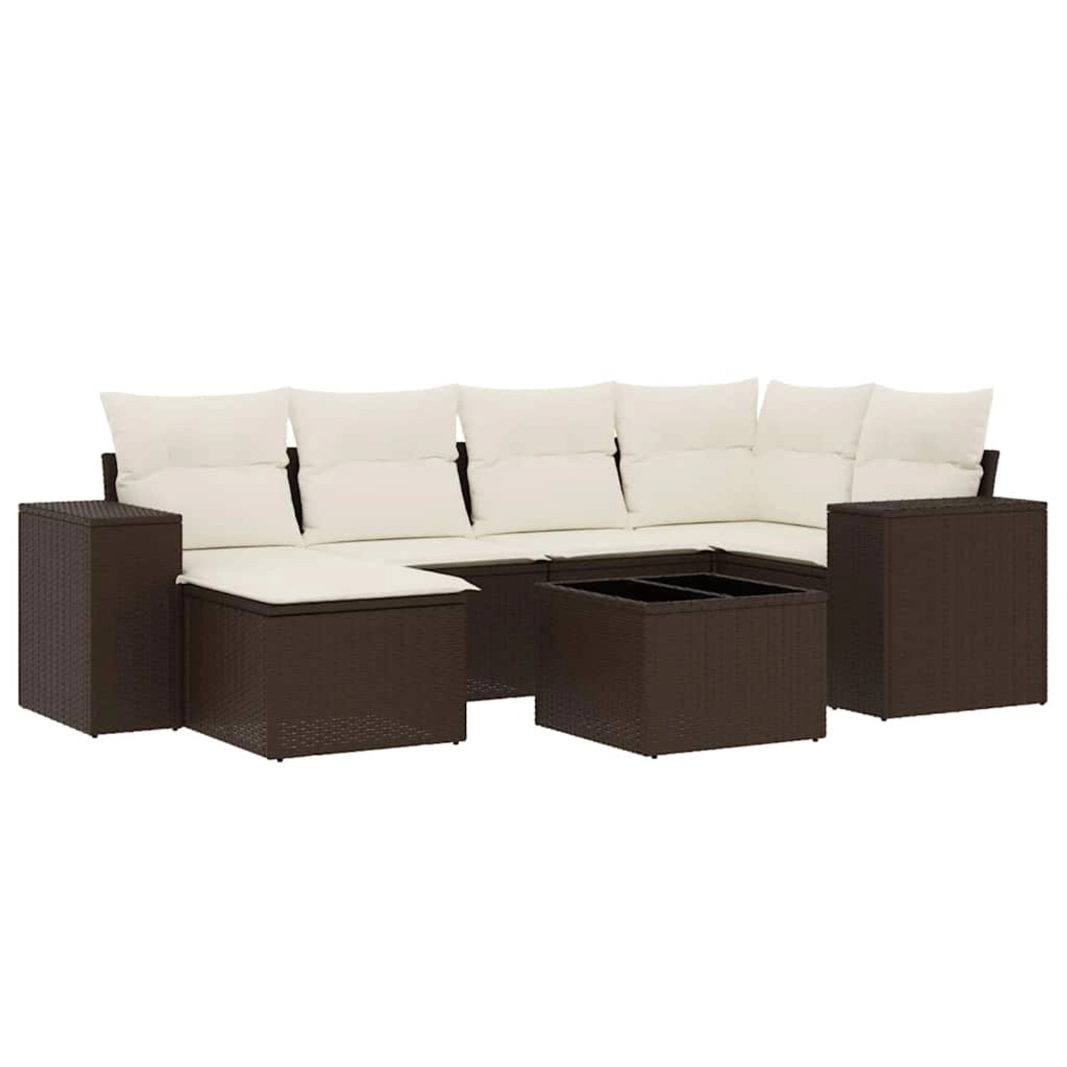 vidaXL 7-Tlg Garten-Sofagarnitur mit Kissen Braun Poly Rattan 3222872 günstig online kaufen