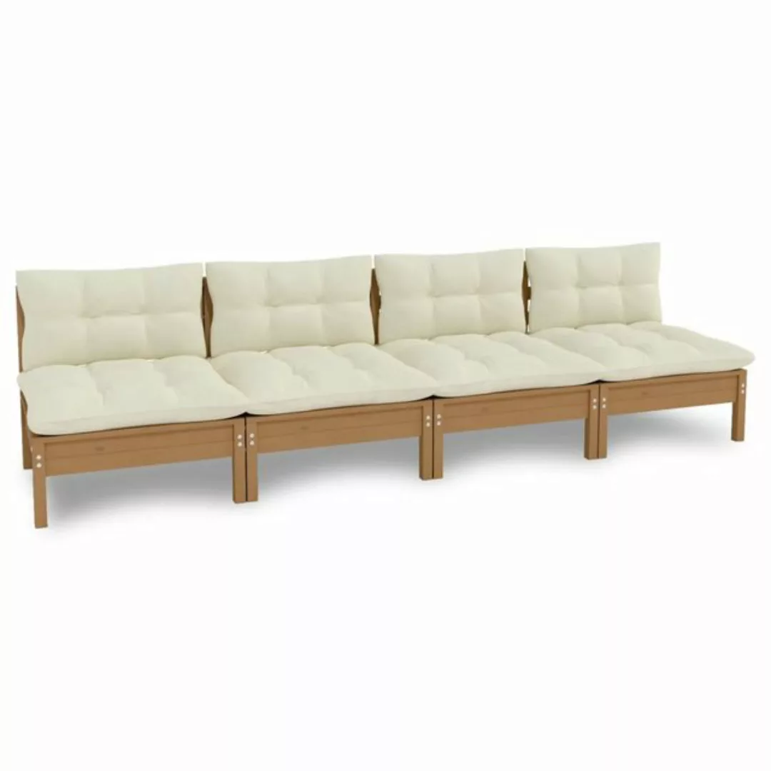 4-sitzer-gartensofa Mit Creme Kissen Massivholz Kiefer günstig online kaufen