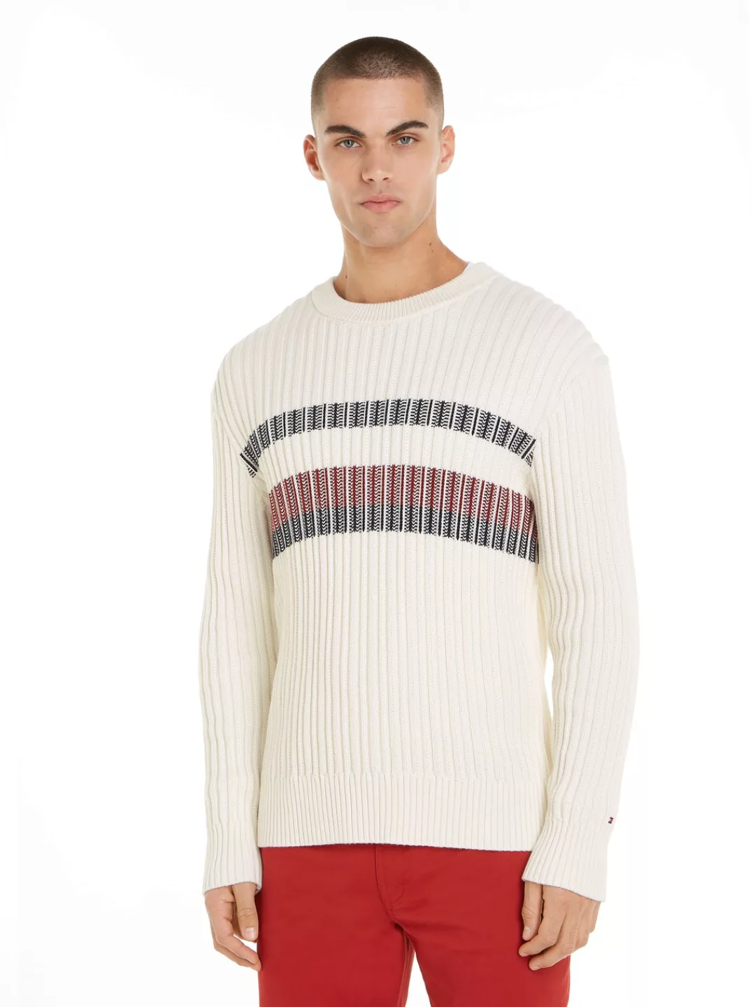 Tommy Hilfiger Rundhalspullover "GLOBAL STRIPE CHUNKY RIB C NK", mit auffäl günstig online kaufen