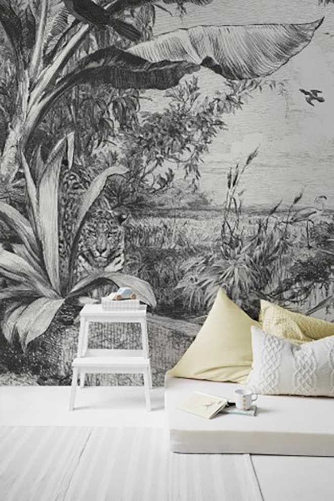 Art for the Home Fototapete Jungle animals in B/W 280 x 250 cm günstig online kaufen