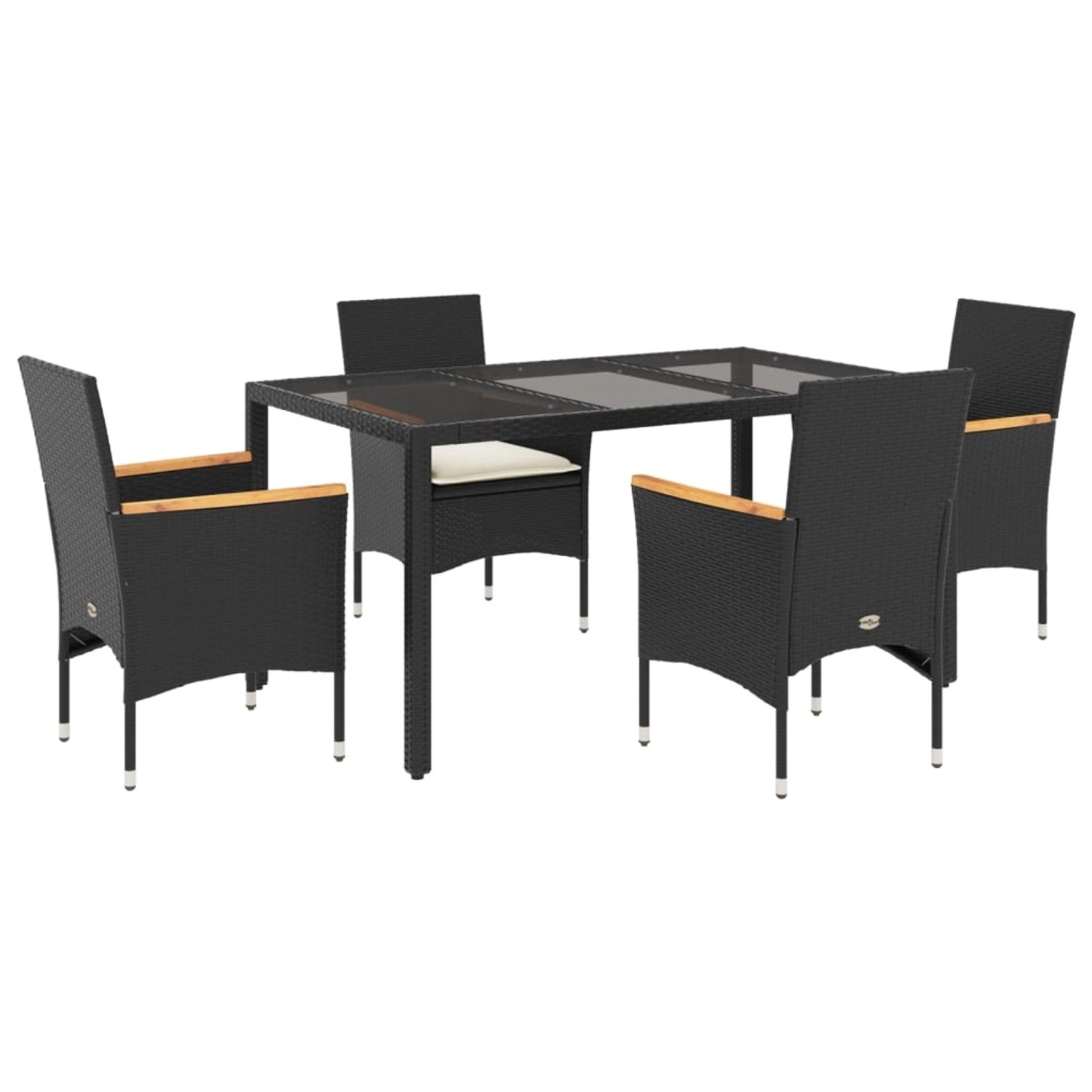 vidaXL 5-Tlg Garten-Essgruppe mit Kissen Schwarz Poly Rattan und Glas 32786 günstig online kaufen
