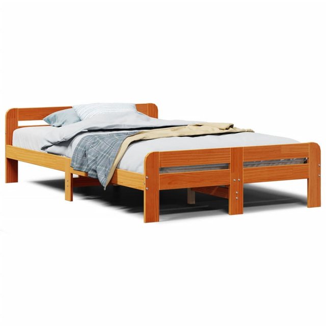 vidaXL Bett, Massivholzbett ohne Matratze Wachsbraun 120x200 cm Kiefernholz günstig online kaufen