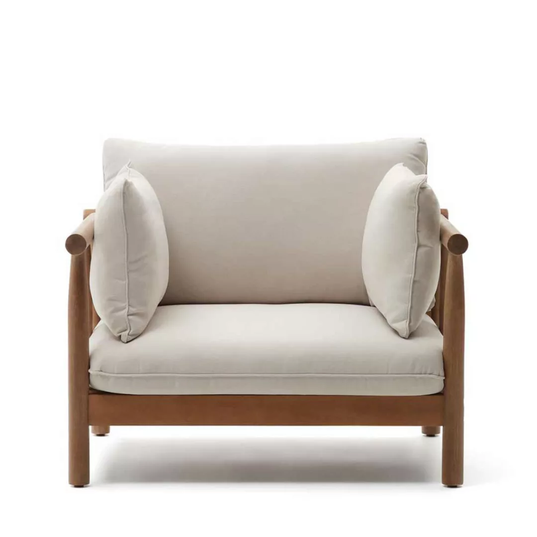 Wintergarten Sessel aus massivem Eukalyptusholz Webstoff günstig online kaufen