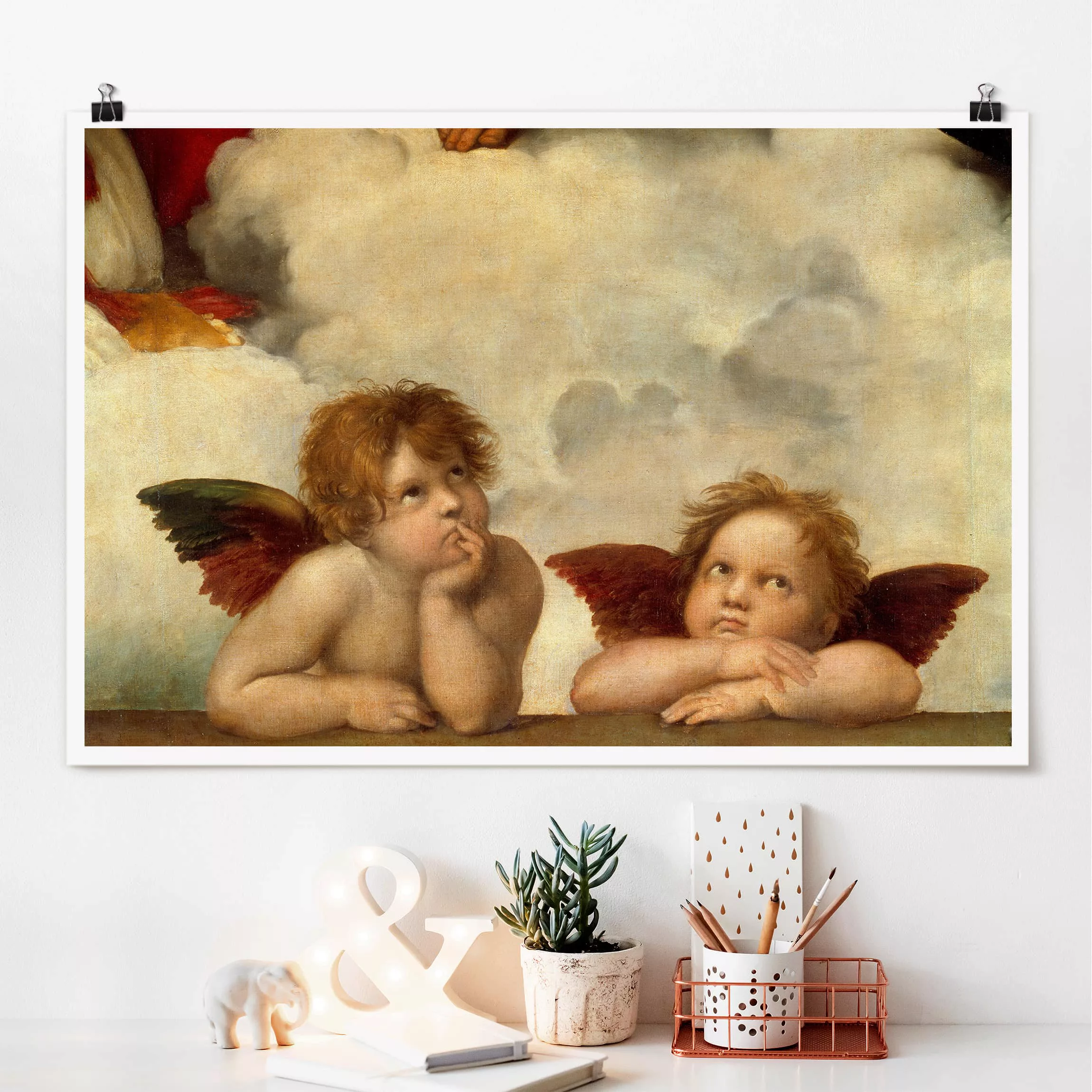 Poster Kunstdruck - Querformat Raffael - Zwei Engel günstig online kaufen