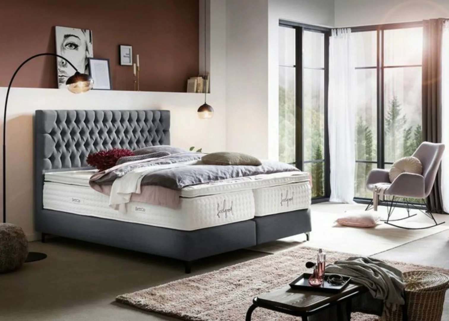 BettCo Boxspringbett Vegas (in Anthrazit Webstoff, 7-St., in Anthrazit Webs günstig online kaufen