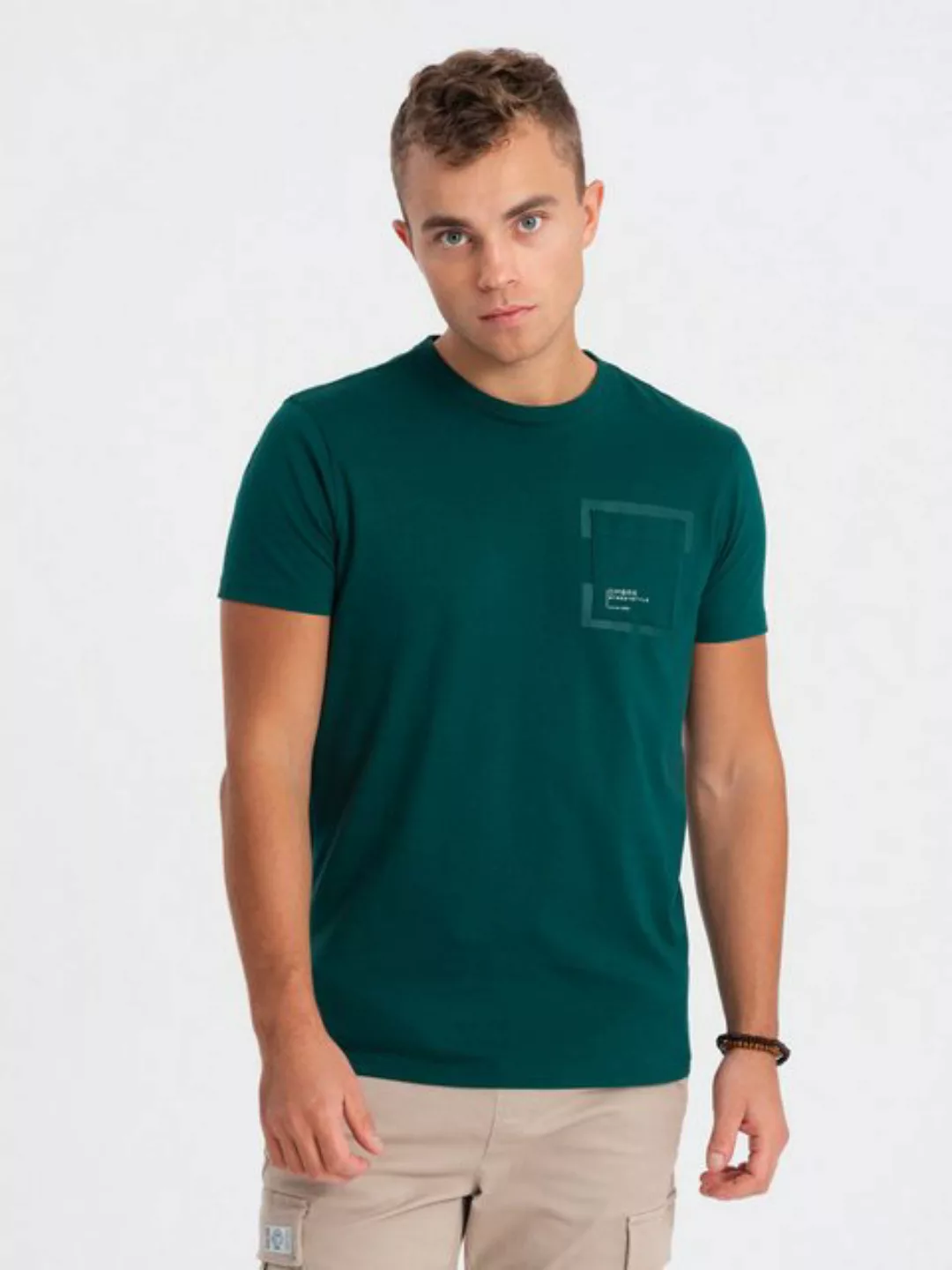 OMBRE T-Shirt Herren-T-Shirt aus Baumwolle mit Brusttasche günstig online kaufen