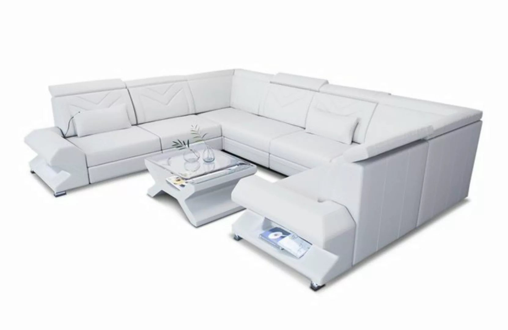 Sofa Dreams Wohnlandschaft Leder Sofa Couch Sorrento U Form Ledersofa, mit günstig online kaufen