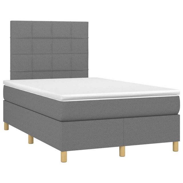 vidaXL Bett Boxspringbett mit Matratze & LED Dunkelgrau 120x190 cm Stoff günstig online kaufen