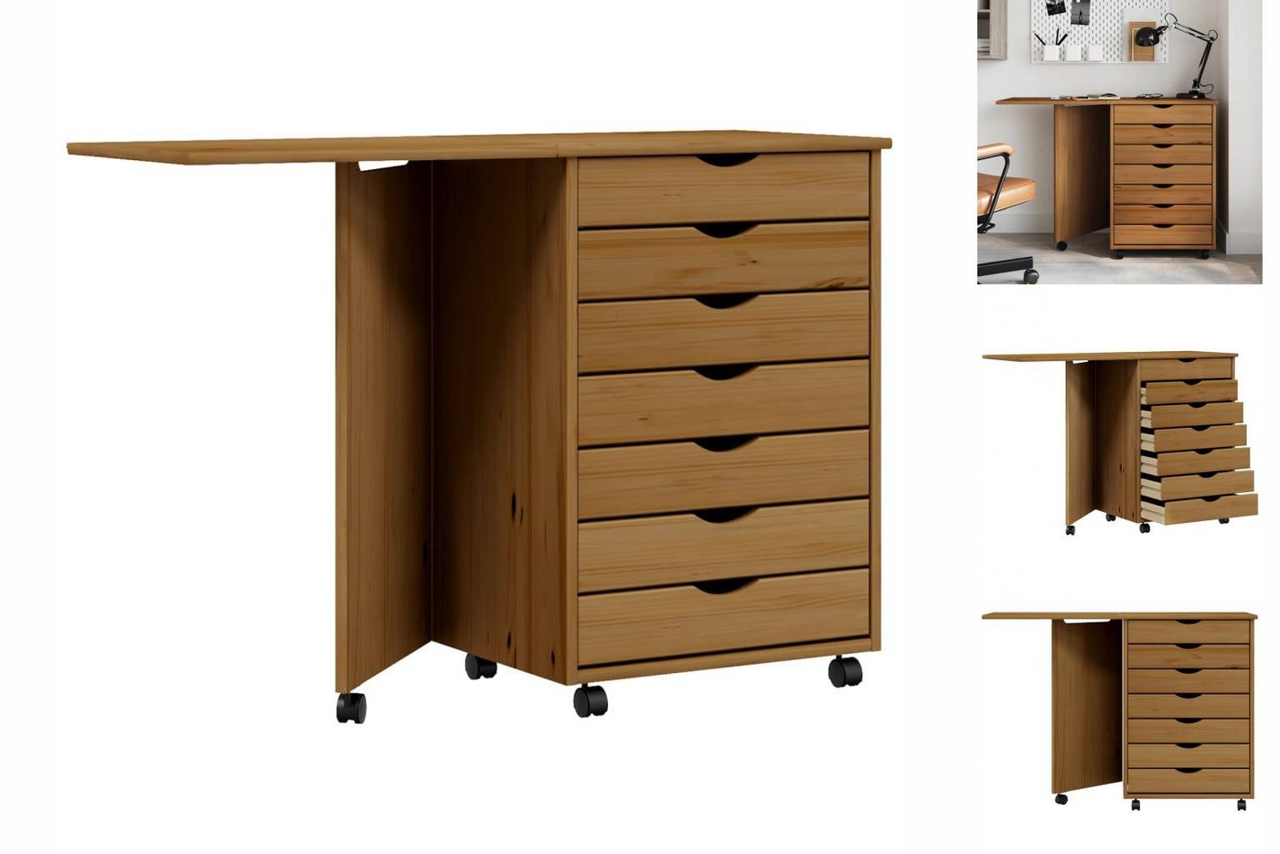 vidaXL Aktenschrank Rollschrank mit Schreibtisch MOSS Honigbraun Massivholz günstig online kaufen