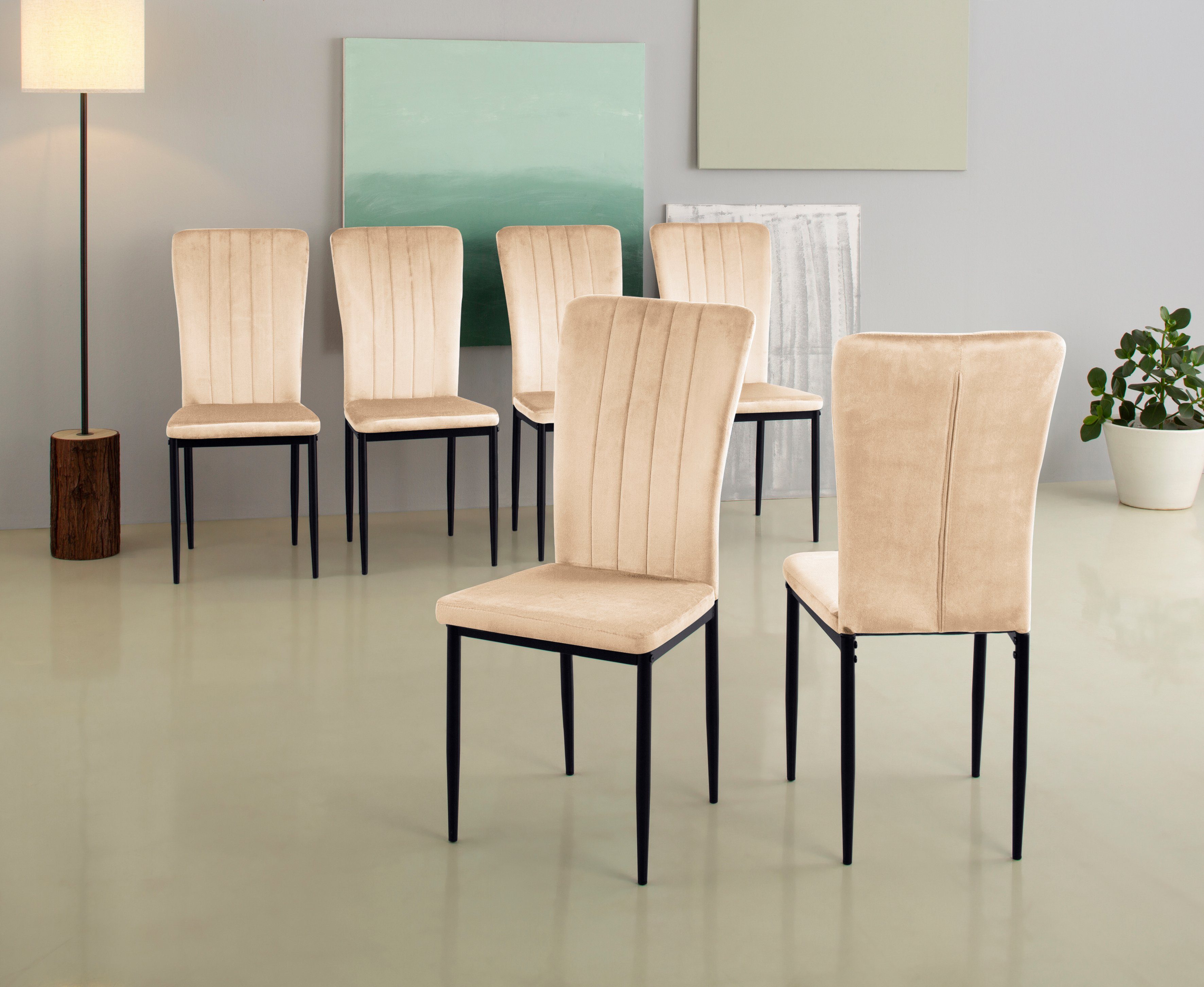 Home affaire 4-Fußstuhl "Bergamo", (Set), 6 St., Samt, erhältlich in Samt, günstig online kaufen