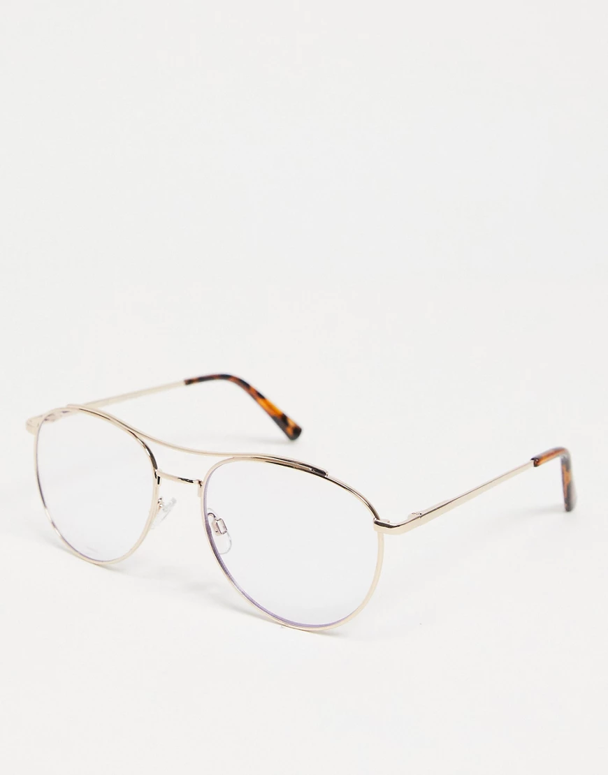 Vero Moda – Pilotenbrille mit Blaulichtfilter in Silber-Goldfarben günstig online kaufen