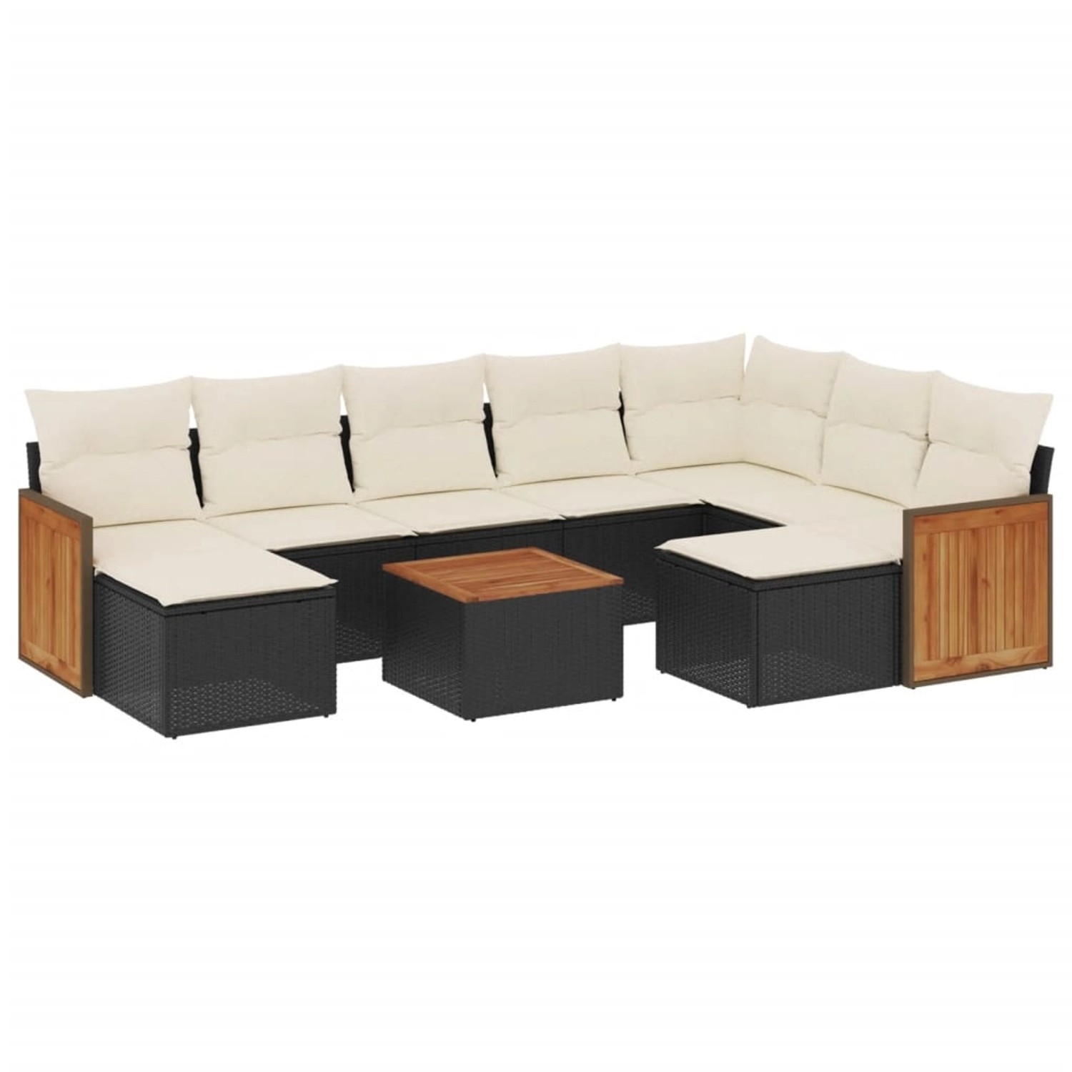 vidaXL 10-Tlg Garten-Sofagarnitur mit Kissen Schwarz Poly Rattan 3228226 günstig online kaufen