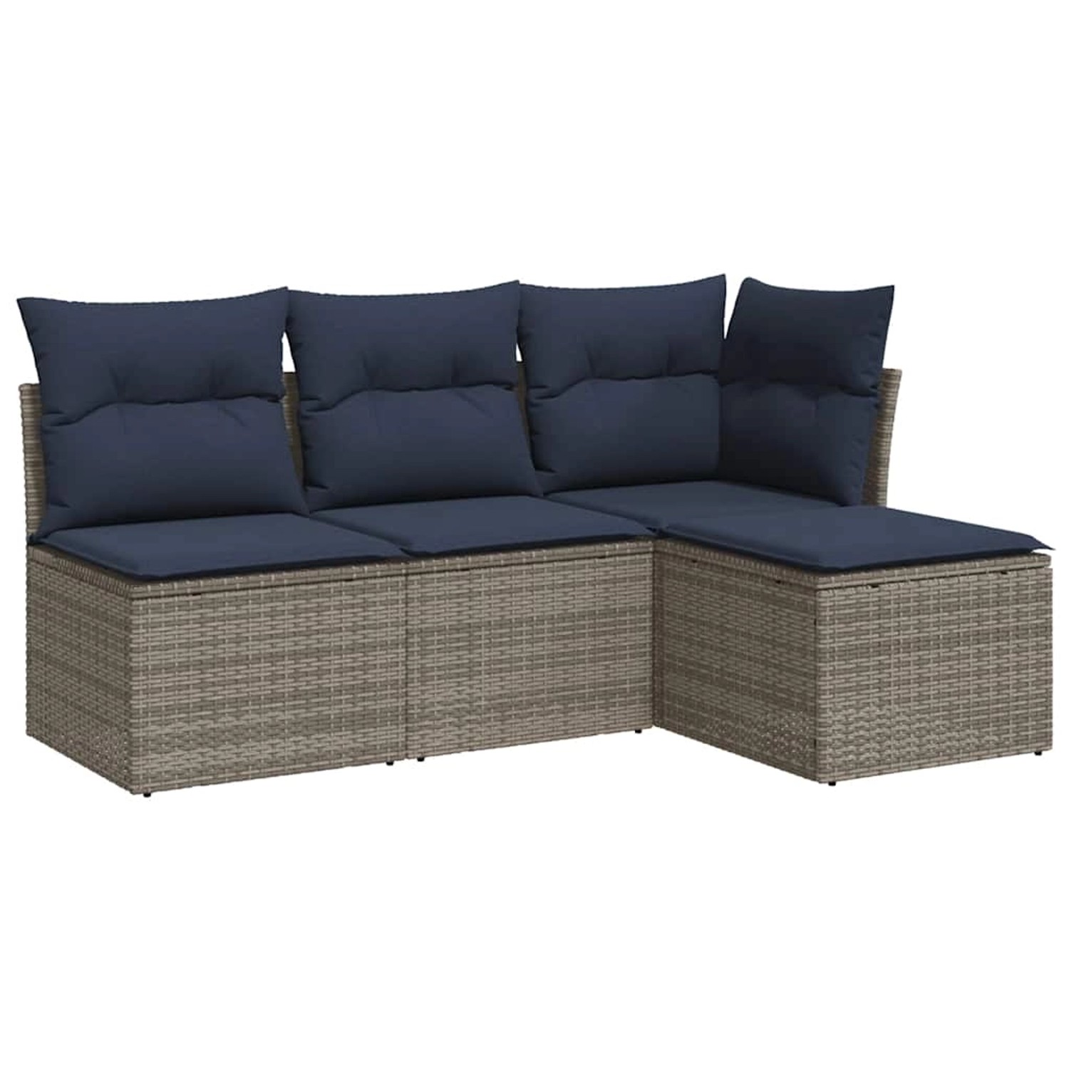 vidaXL 4-Tlg Garten-Sofagarnitur mit Kissen Grau Poly Rattan 3217501 günstig online kaufen