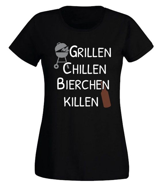 G-graphics T-Shirt Damen T-Shirt - Grillen Chillen Bierchen killen mit tren günstig online kaufen