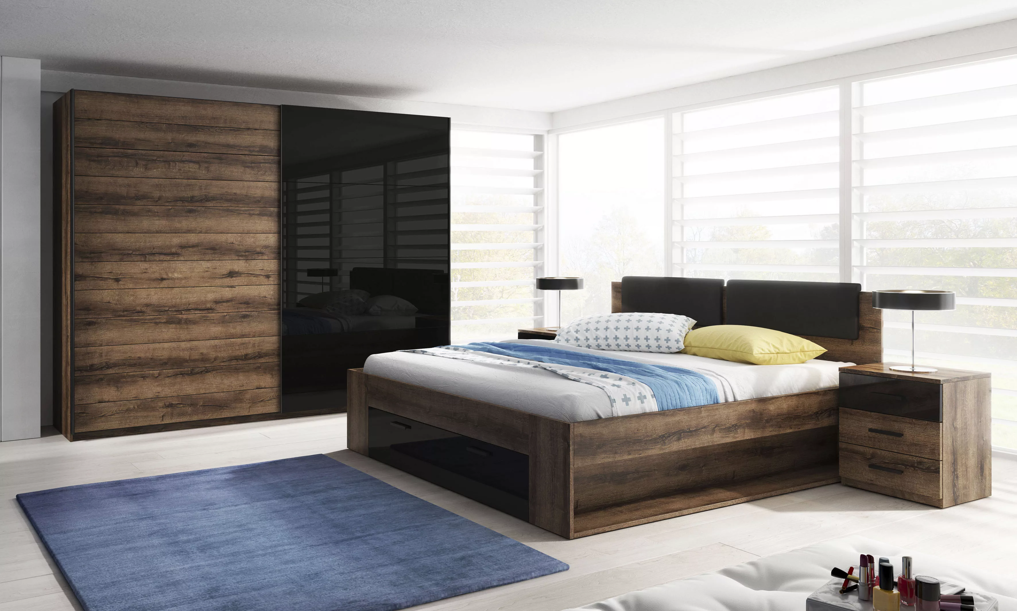 Helvetia Schlafzimmer-Set "Galaxy", (4 St.), Bett mit gepolsterten Kopfteil günstig online kaufen