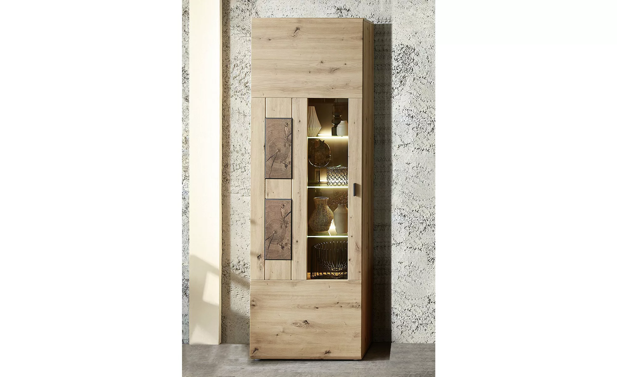 Vitrine 1-trg 65cm MADERA von Wohn-Concept Artisan Eiche / Hirnholz günstig online kaufen