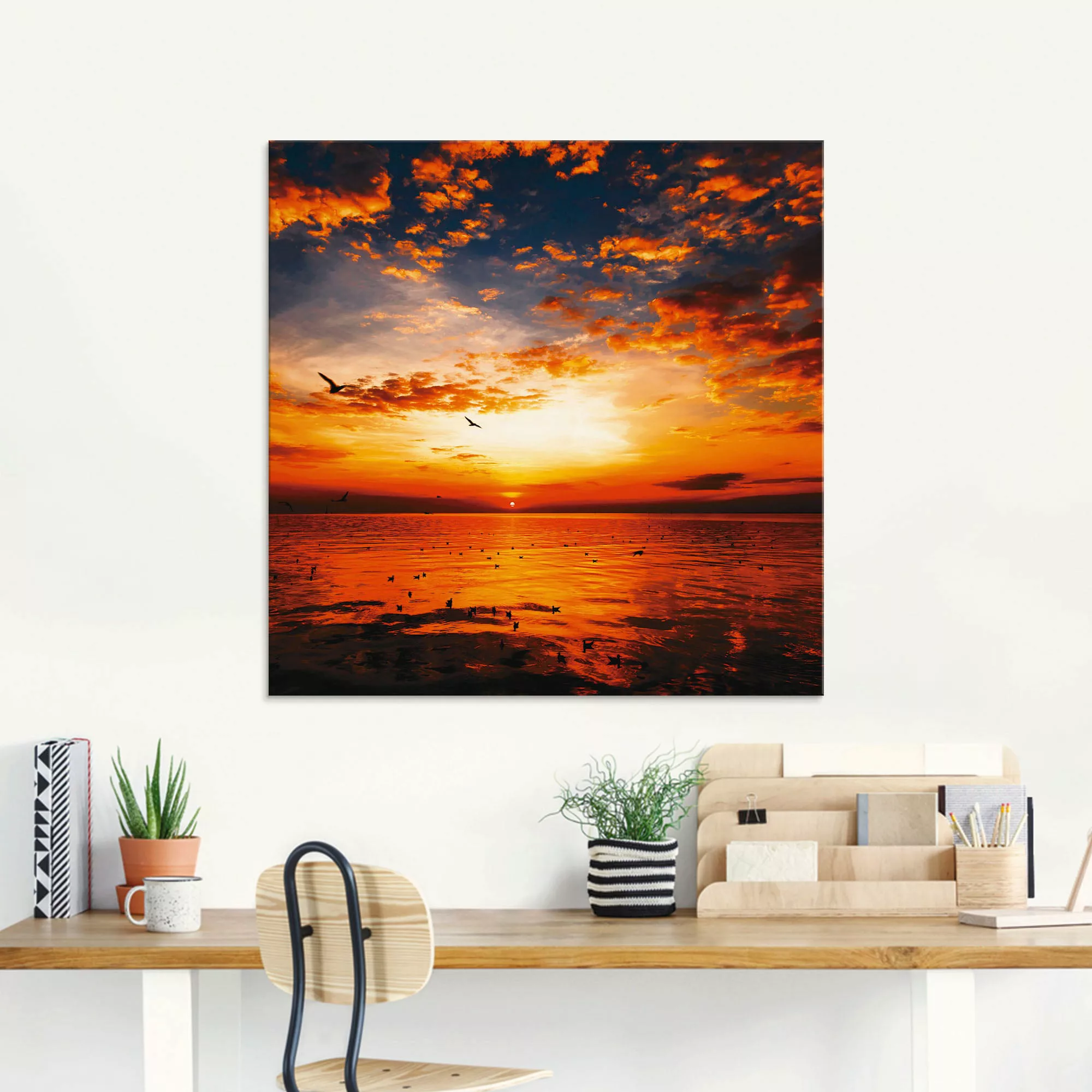 Artland Glasbild "Sonnenuntergang am Strand", Sonnenaufgang & -untergang, ( günstig online kaufen
