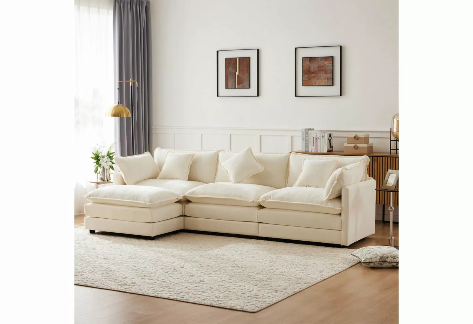 MODFU Sofa Polstersofa,Chenille-Stoff,Ecksofa, Geräumiges L-förmiges Chenil günstig online kaufen