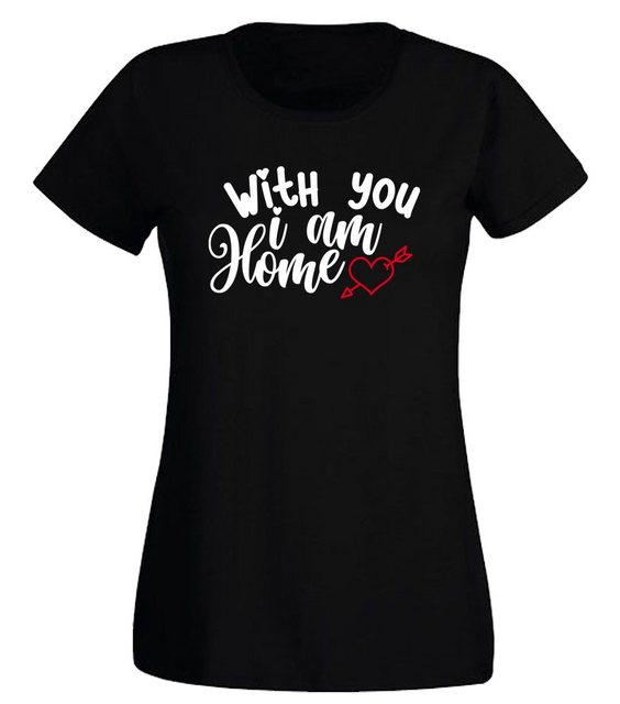 G-graphics T-Shirt Damen T-Shirt - With you I am home mit trendigem Frontpr günstig online kaufen