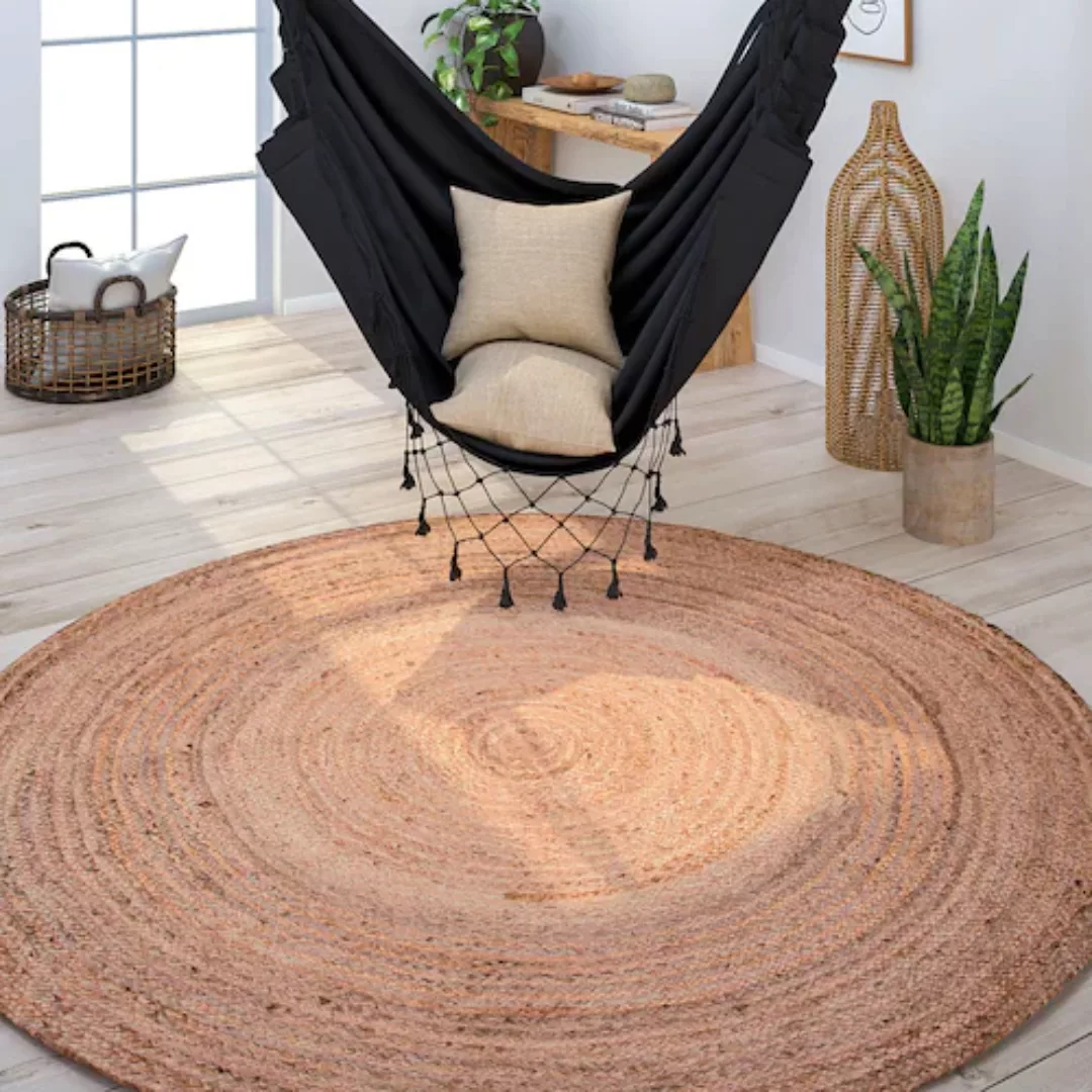 Paco Home Teppich »Viborg 595«, rund, Jute, Modern, Boho, Handgefertigter N günstig online kaufen