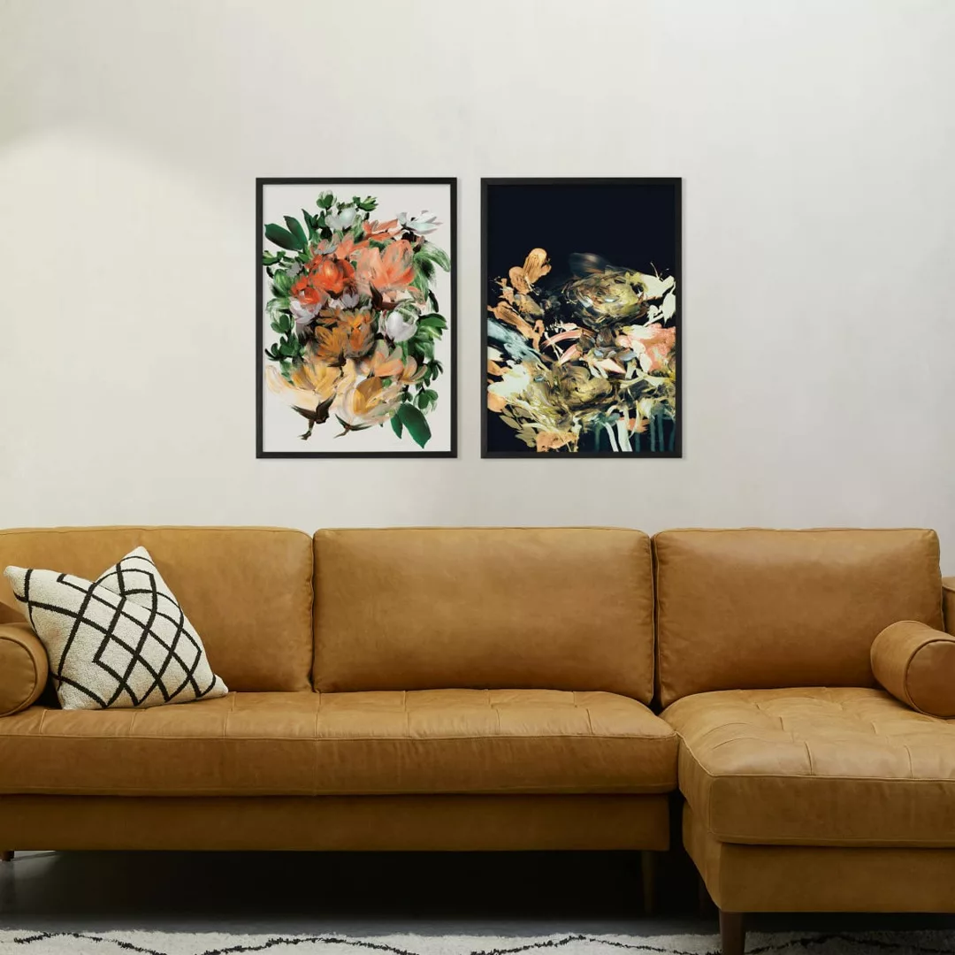 2 x Dan Hobday 'Rich Florals' gerahmte Kunstdrucke (A2) - MADE.com günstig online kaufen