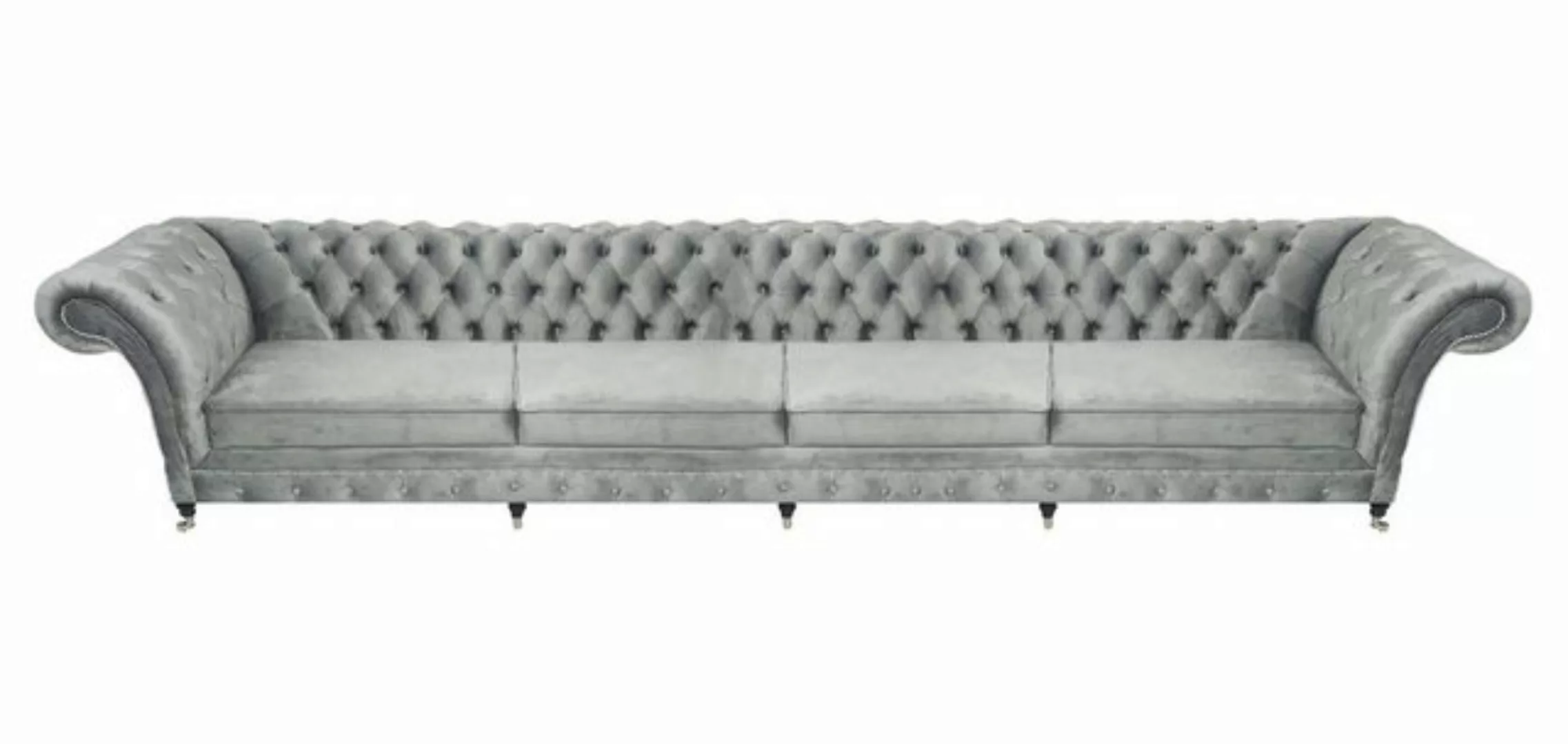 JVmoebel Chesterfield-Sofa Viersitzer Sofa Couch Designer Grau Polstermöbel günstig online kaufen