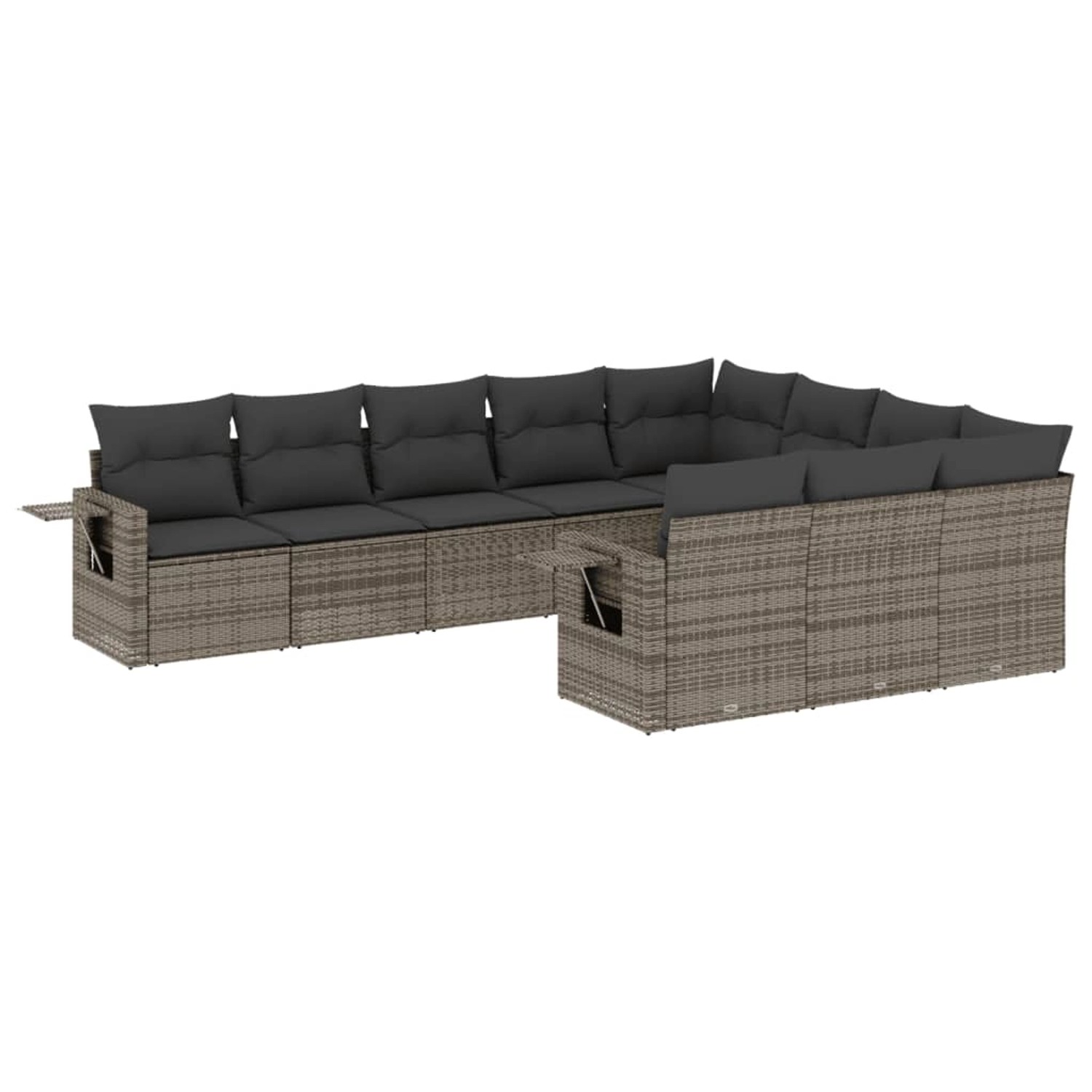 vidaXL 10-tlg Garten-Sofagarnitur mit Kissen Grau Poly Rattan Modell 96 günstig online kaufen