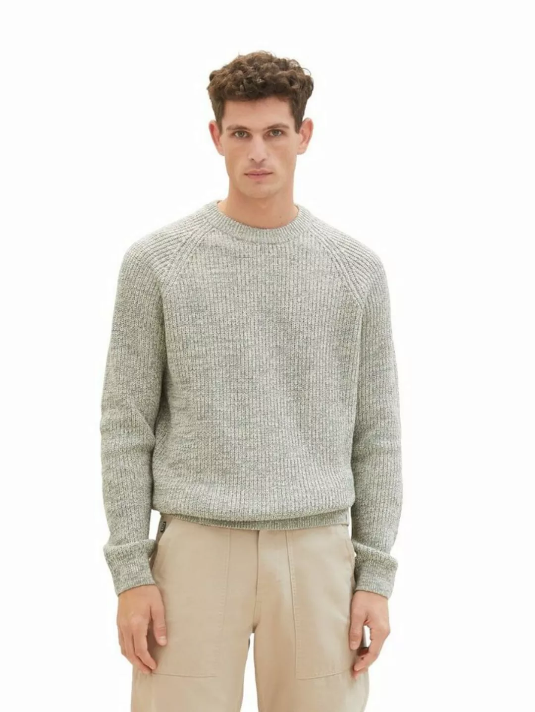 Tom Tailor Herren Rundhals Pullover TWOTONE KNIT - Relaxed Fit günstig online kaufen