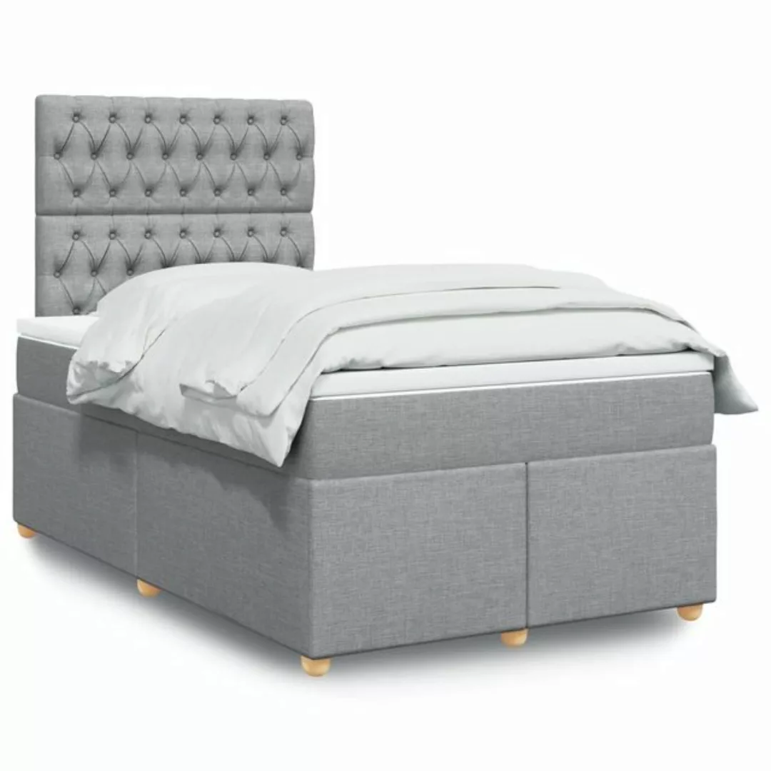 vidaXL Boxspringbett mit Matratze Hellgrau 120x200 cm Stoff2102214 günstig online kaufen