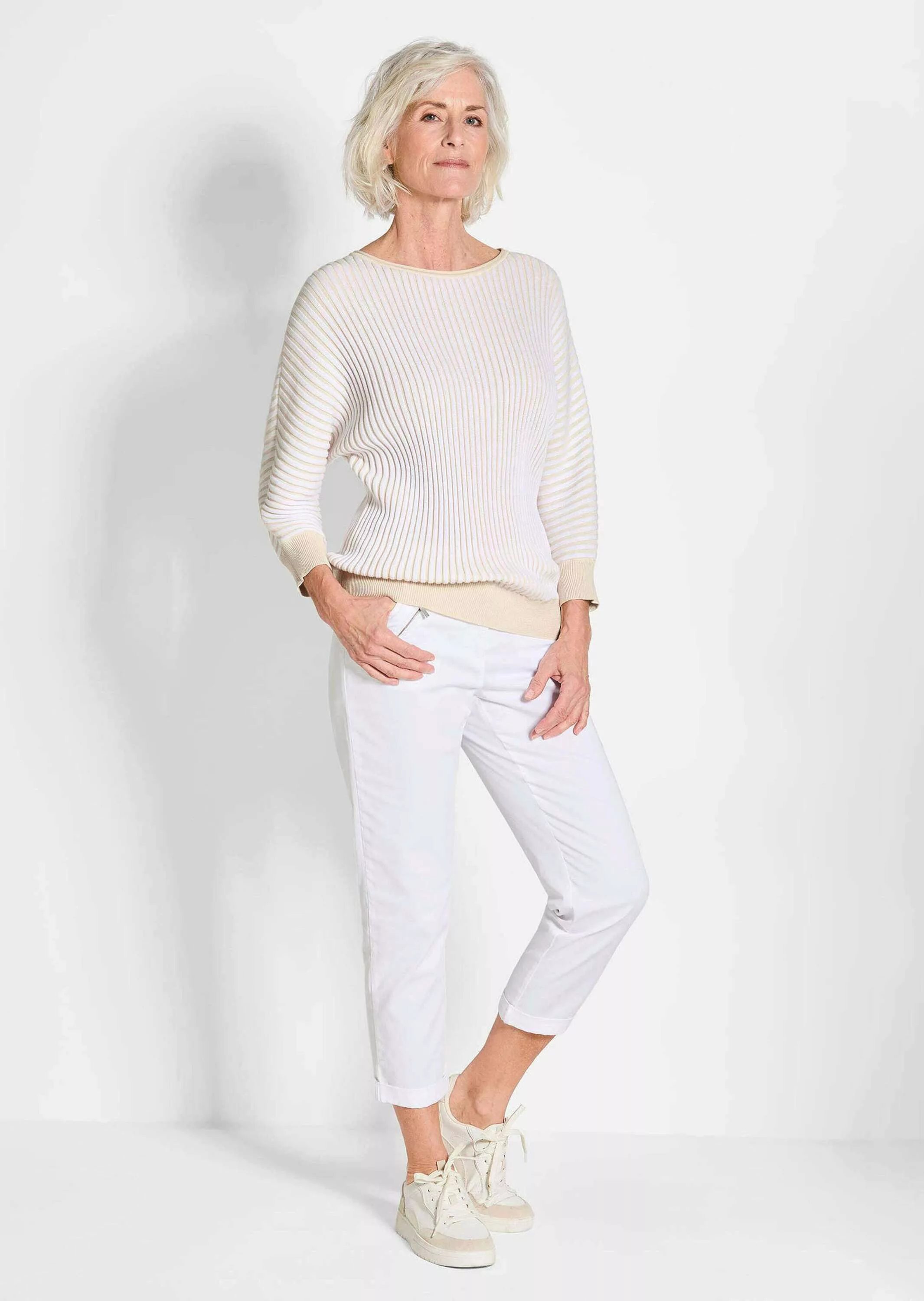 GOLDNER Strickpullover Baumwollmix mit Fledermausärmeln und günstig online kaufen