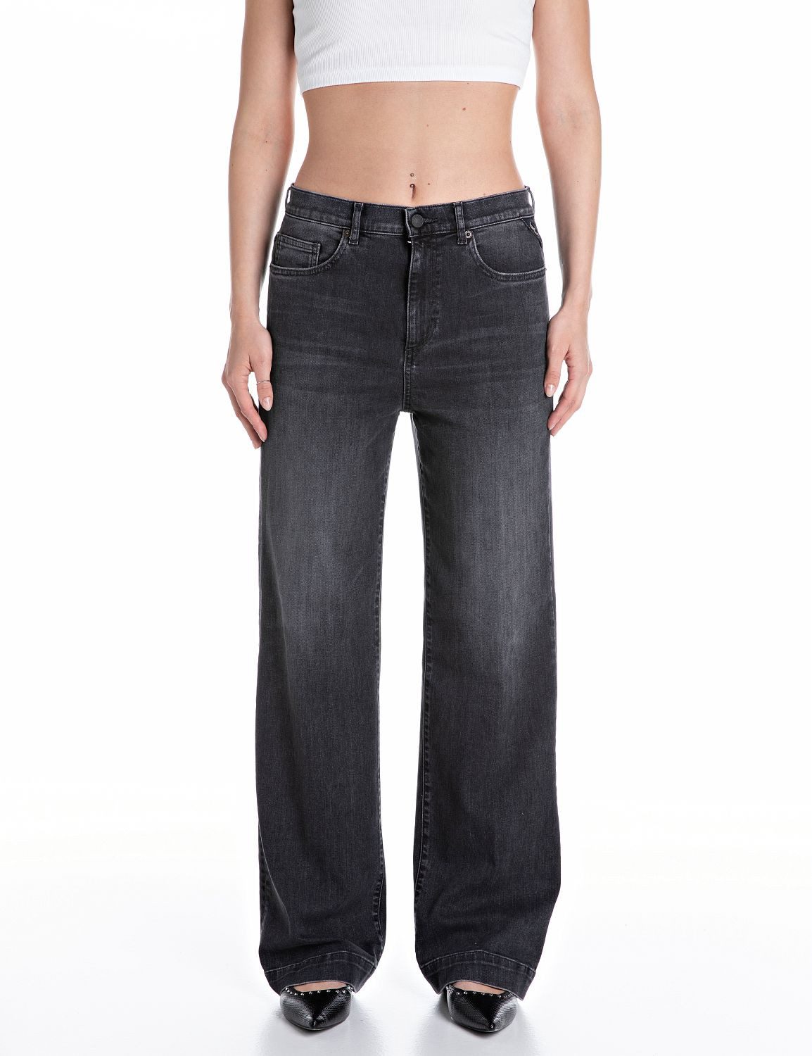 Replay Straight-Jeans MELJA mit weitem Bein günstig online kaufen