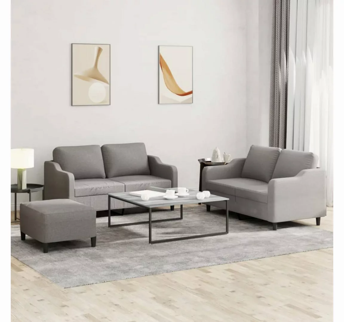 vidaXL Sofa Sofagarnitur Set mit Kissen Stoff, 3-tlg., Taupe günstig online kaufen