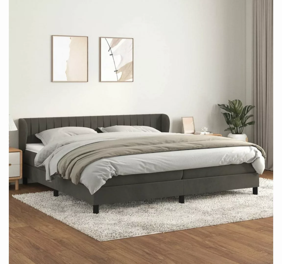 furnicato Bett Boxspringbett mit Matratze Dunkelgrau 200x200 cm Samt günstig online kaufen