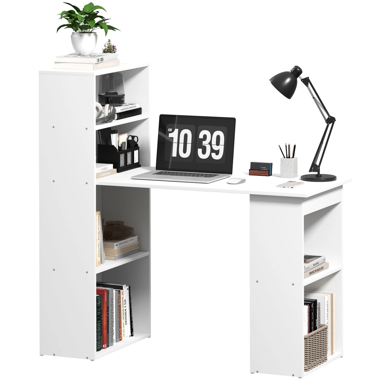 HOMCOM Schreibtisch Küchentisch mit Regal Computertisch günstig online kaufen