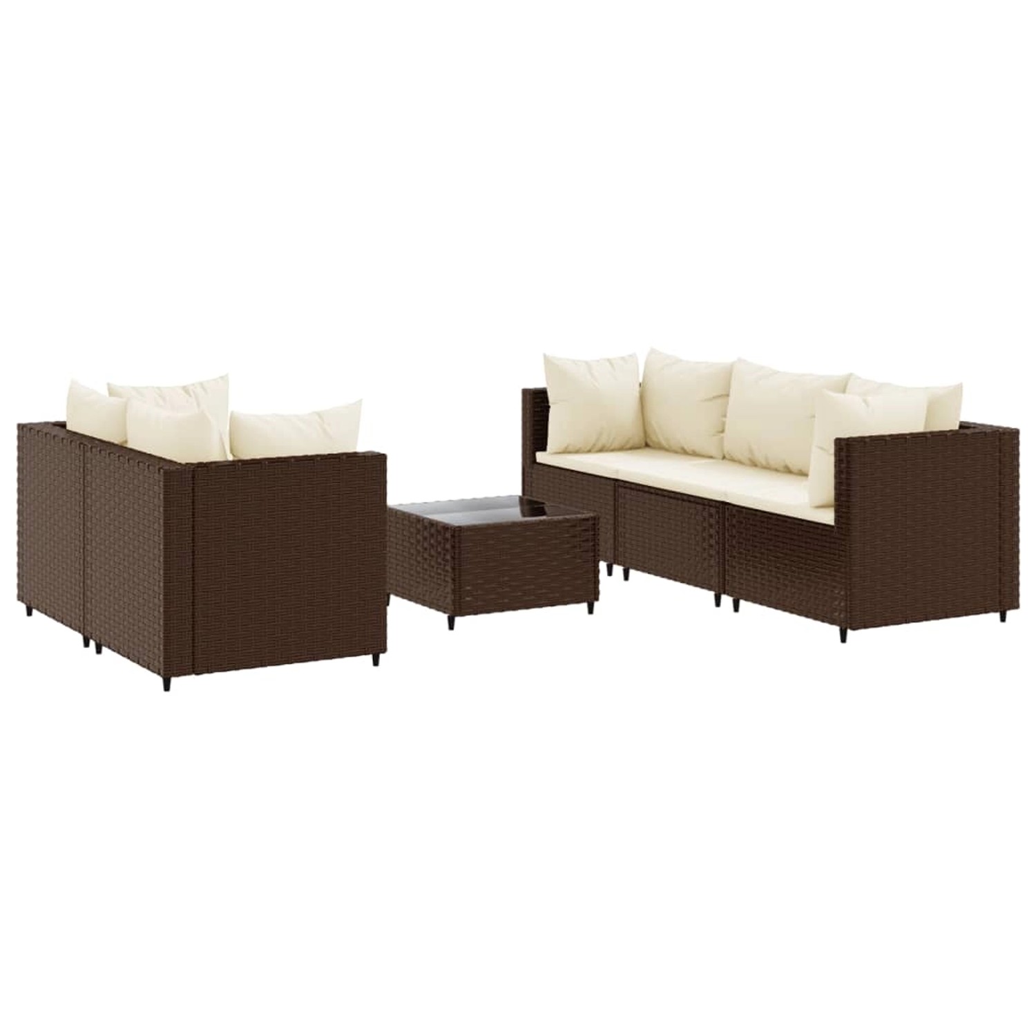 vidaXL 6-tlg Garten-Lounge-Set mit Kissen Braun Poly Rattan Modell 24 günstig online kaufen