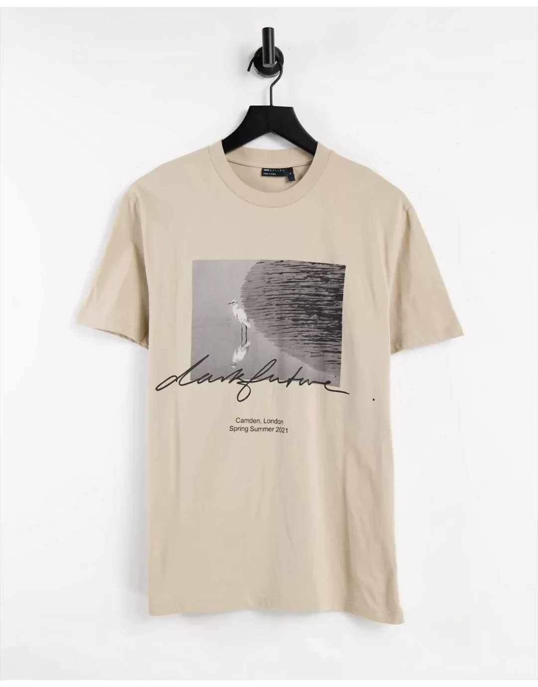 ASOS – Dark Future – T-Shirt mit mehreren Logo- und Grafikprints in neutral günstig online kaufen