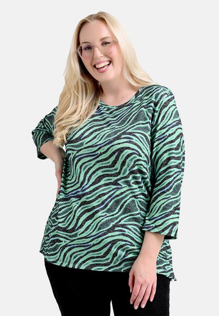 elanza T-Shirt Feinstrick-Shirt mit Zebra-Print in Grün/Schwarz (1-tlg) günstig online kaufen