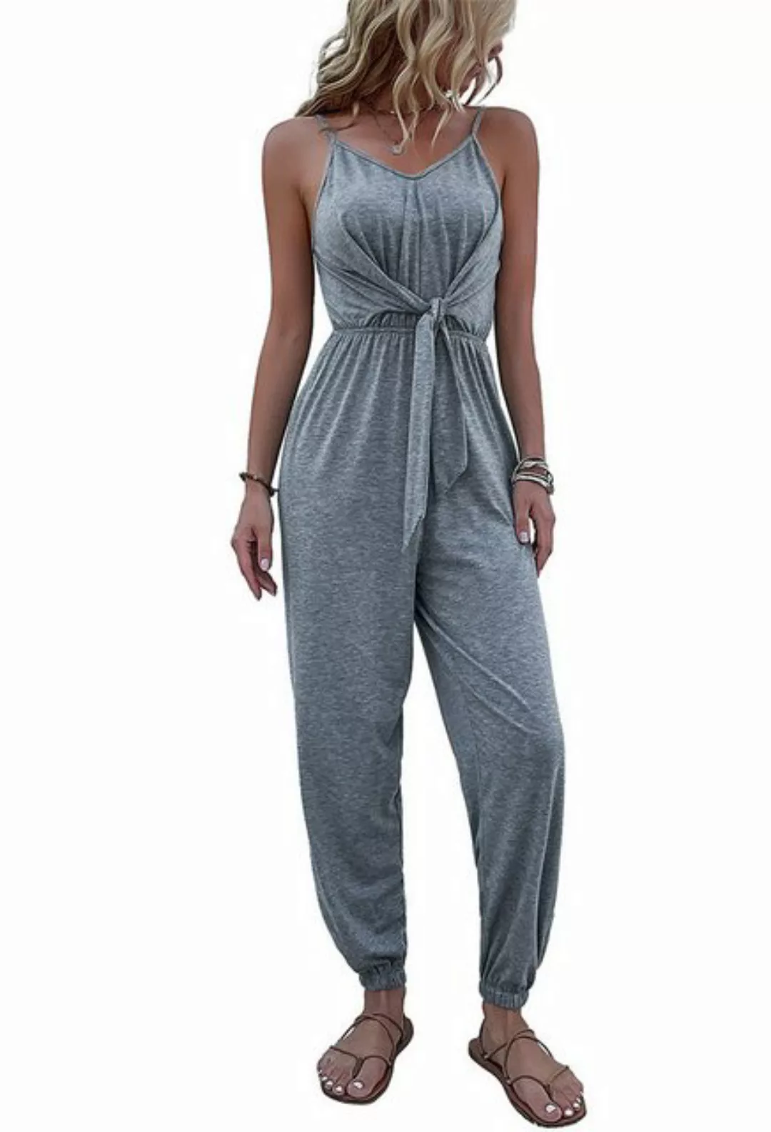 CHENIN 7/8-Overall Graues einteiliges Camisole Solides Einteiler Jumpsuit G günstig online kaufen